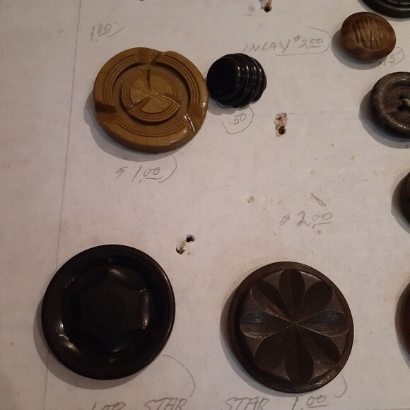 buttons Antique vintage victorian art deco set of 11 coat button sewing notions - Picture 3 of 5